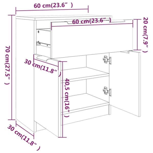 Skåp vit 60x30x70 cm konstruerat trä
