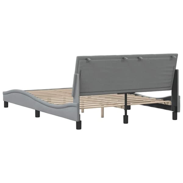 Bed Frame without Mattress "Hanko" Light Grey 140x190 cm Fabric