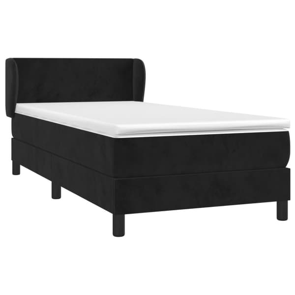 Ramsäng med madrass svart 90x190 cm sammet