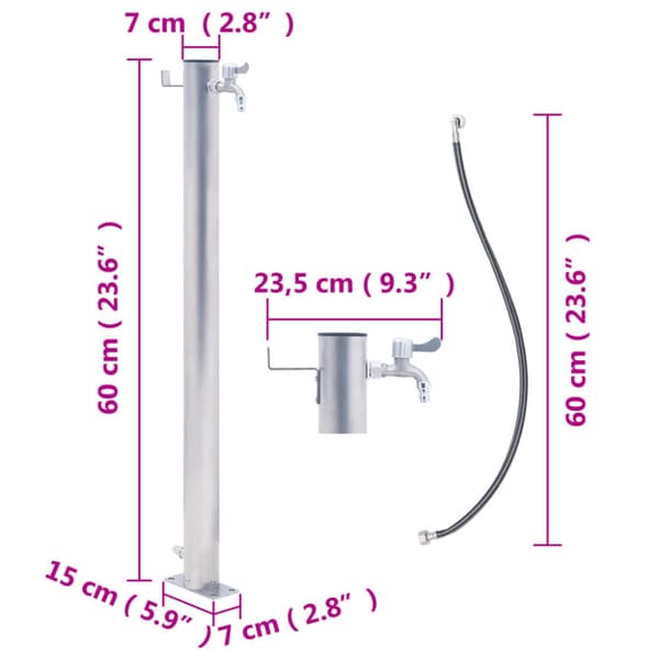 Vattenpost 60 cm rostfritt stål rund