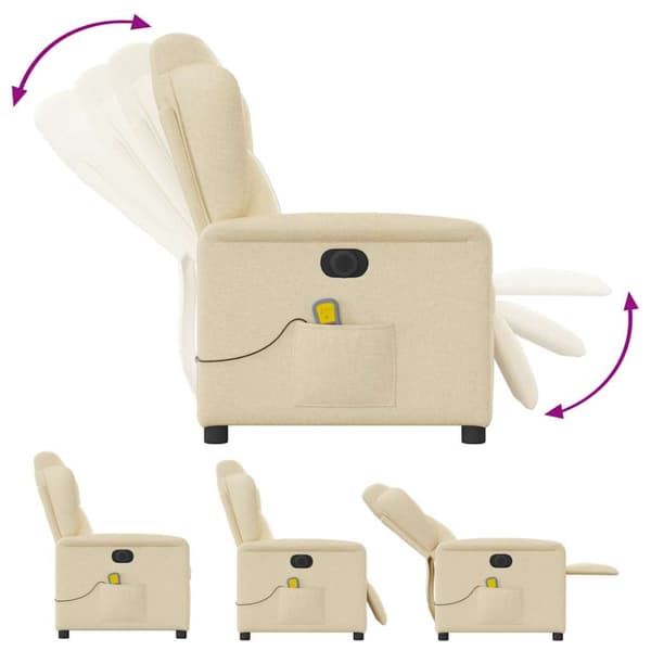 Elektrisk massagefåtölj gräddvit tyg