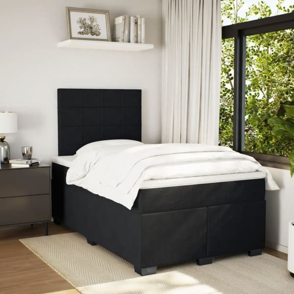 Ramsäng med madrass svart 120x190 cm sammet