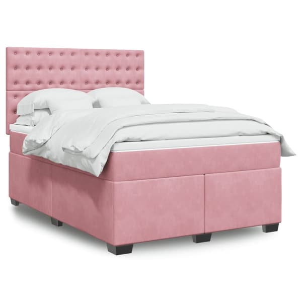 Ramsäng med madrass rosa 160x200 cm sammet