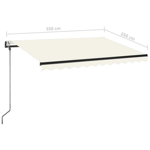 Automatisk markis med vindsensor & LED 350x250 cm gräddvit