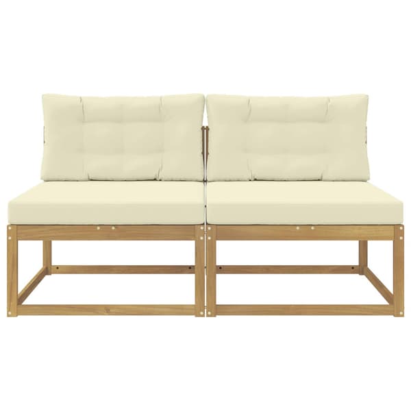 2 Stycke Utomhus Mellansoffa Polyester Vit