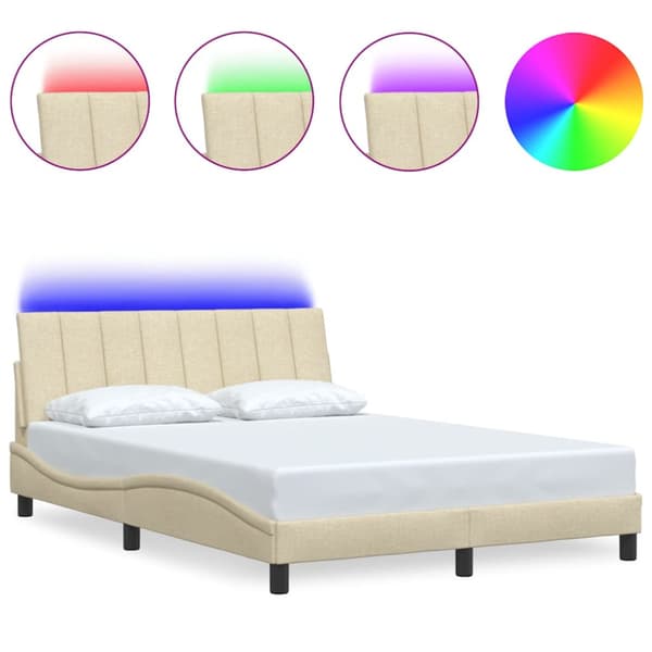 Bed Frame without Mattress "Hanko" Cream 120x200cm Fabric