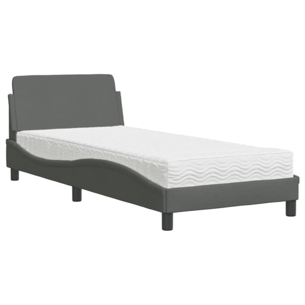 Bed with Mattress "Dover" Dark Grey 90x190 cm Fabric