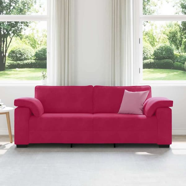 3-sitssoffa vinröd 220x77x82 cm sammet