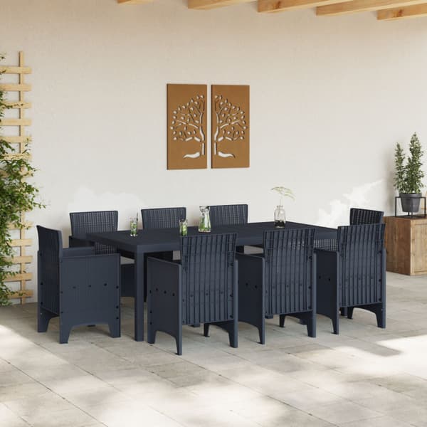 Trädgårdsmöbelset 9 pcs Antracit Polypropylen