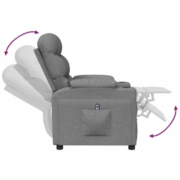 Elektrisk reclinerfåtölj ljusgrå tyg