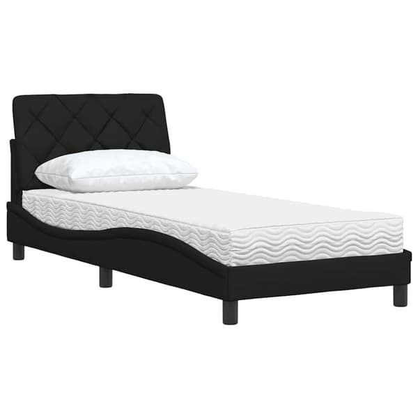 Bed with Mattress Black 80x200 cm Fabric