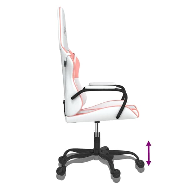 Gamingstol vit och rosa konstläder