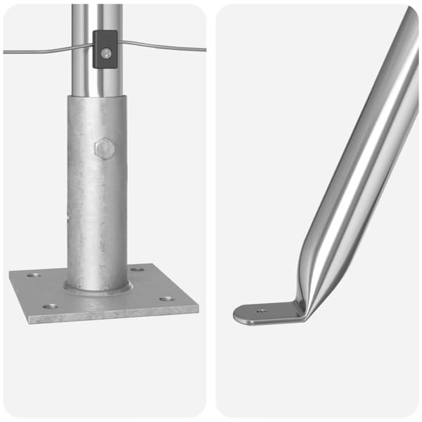 Stängselpost med betongbas 52 st Silver Pulverlackerat stål