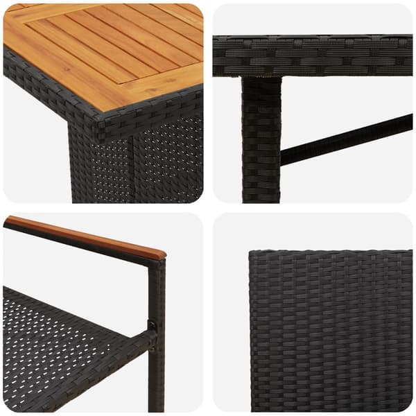 Trädgårdsmöbelset 7 pcs Svart konstrotting