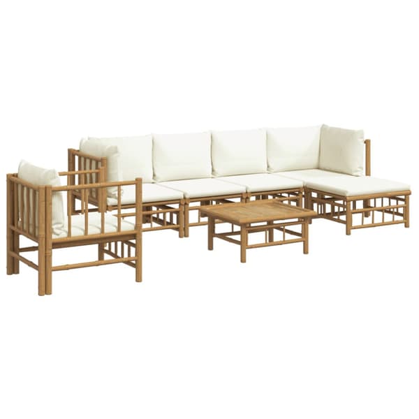 Loungegrupp 7 delar gräddvita dynor bambu