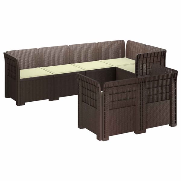 7-sits Soffa med Kuddar Rattanlook PP Brun