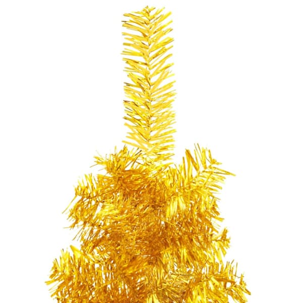 Smal halv plastgran med stativ guld 180 cm
