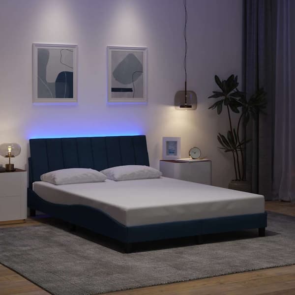 Bed Frame without Mattress "Hanko" Blue 120x200cm Fabric