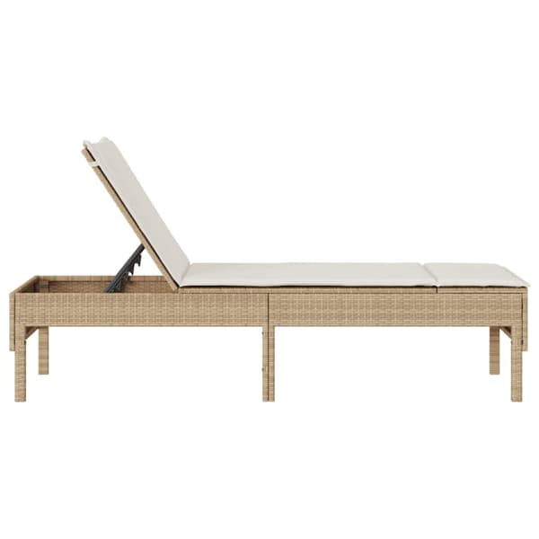 Solstol med dyna beige 55x200x44cm konstrotting