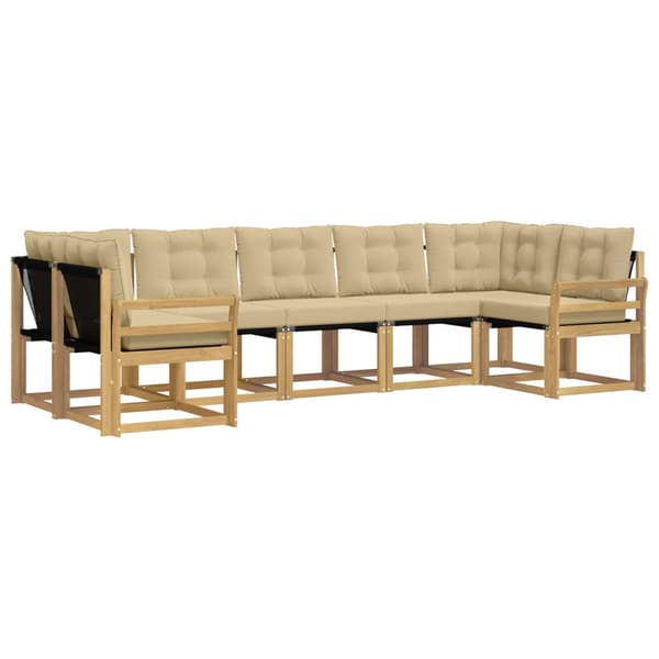 Utomhussoffset med kudde 7 pcs Vit och Beige