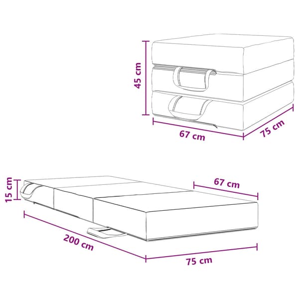 Fällbar Soffbed 75 x 67 x 45 cm Mörkgrön