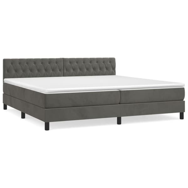Ramsäng med madrass mörkgrå 200x200 cm sammet