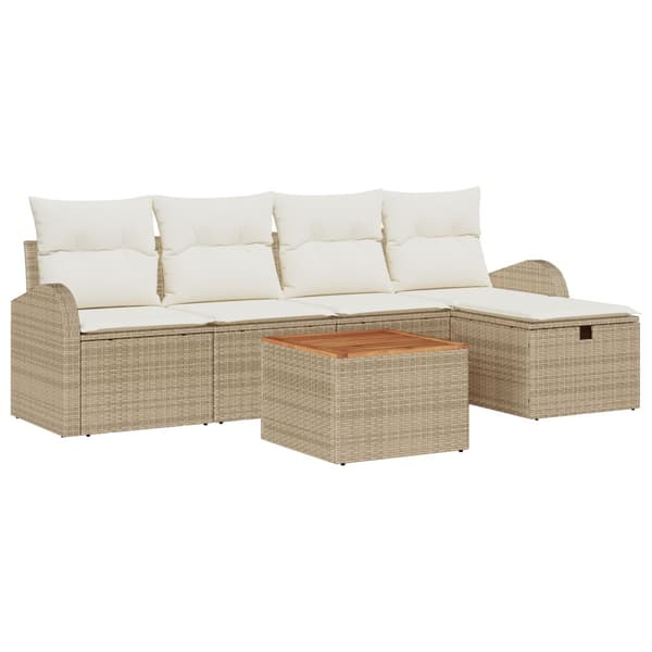 Trädgårdsoffset 6 st Beige konstrotting