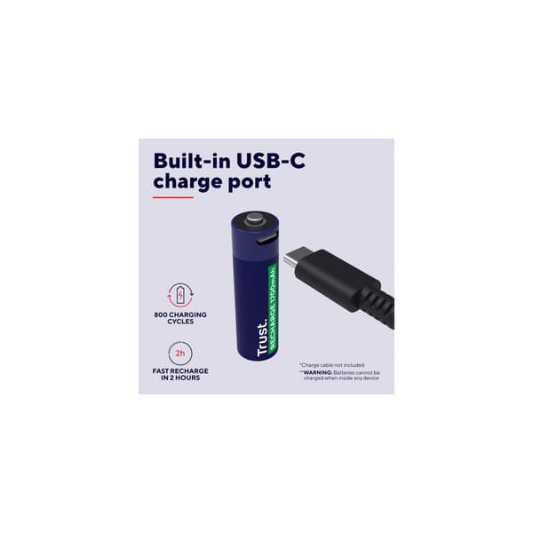 Batteri Laddbar TRUST AA USB-C 2/fp