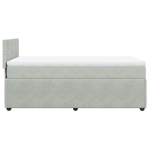 Ramsäng med madrass ljusgrå 90x200 cm sammet