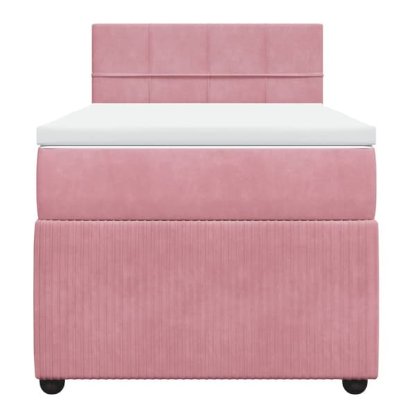 Ramsäng med madrass rosa 90x200 cm sammet
