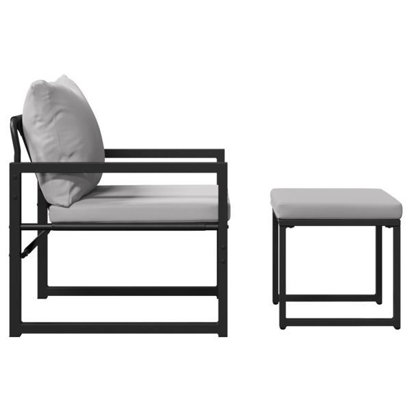 Trädgårdsmöbler med kudde med kudde 4 pcs Ljusgrå Polyester