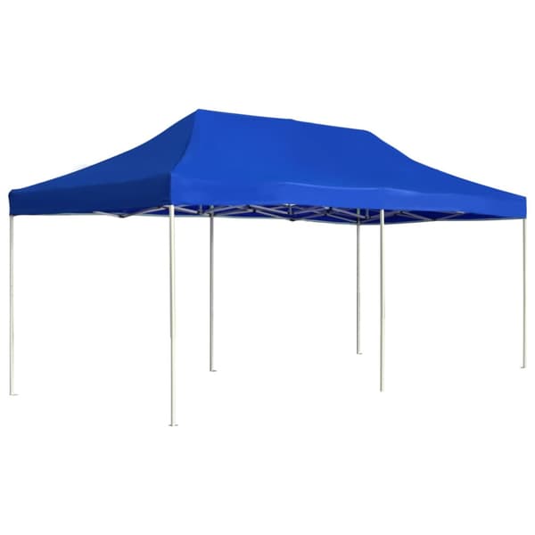 Hopfällbart partytält aluminium 6x3 m blå