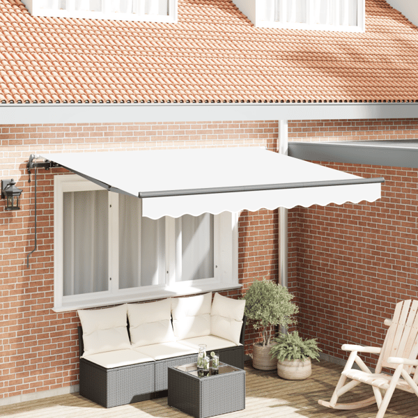 Utfällbar markis Vit 350 x 200 cm tyg