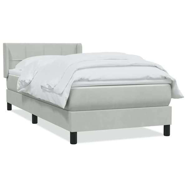 Ramsäng med madrass ljusgrå 80x210 cm sammet