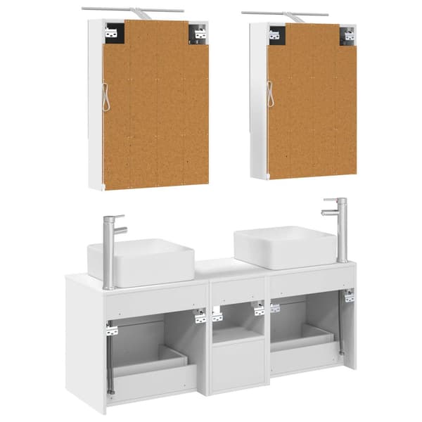 Badrumsmöbelset 5 pcs Vit Konstruerat trä och glas