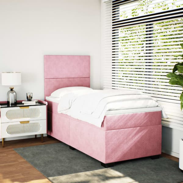 Ramsäng med madrass rosa 100x200 cm sammet