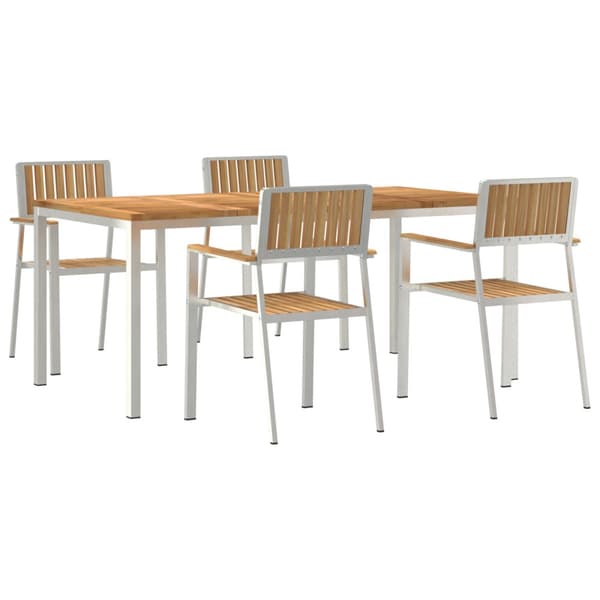 Utomhusmatbord 5 pcs Brun Massivt teakträ