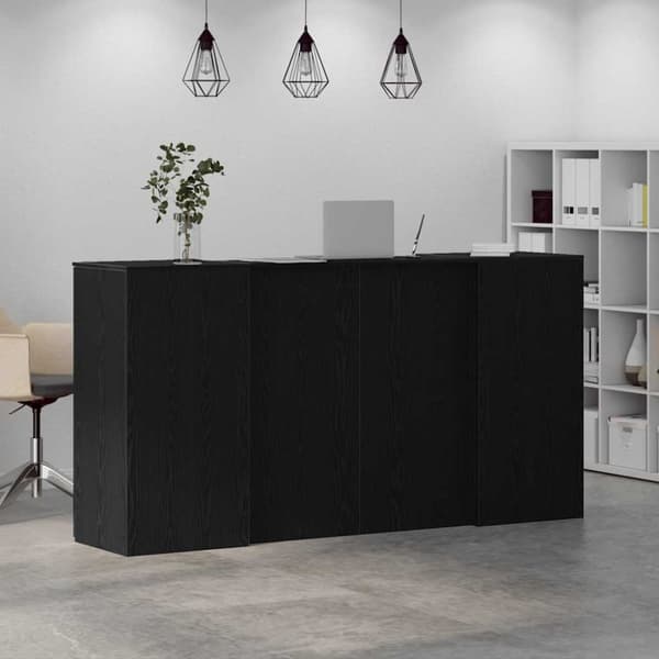 Receptionsdisk svart ek 200x50x103,5 cm konstruerat trä