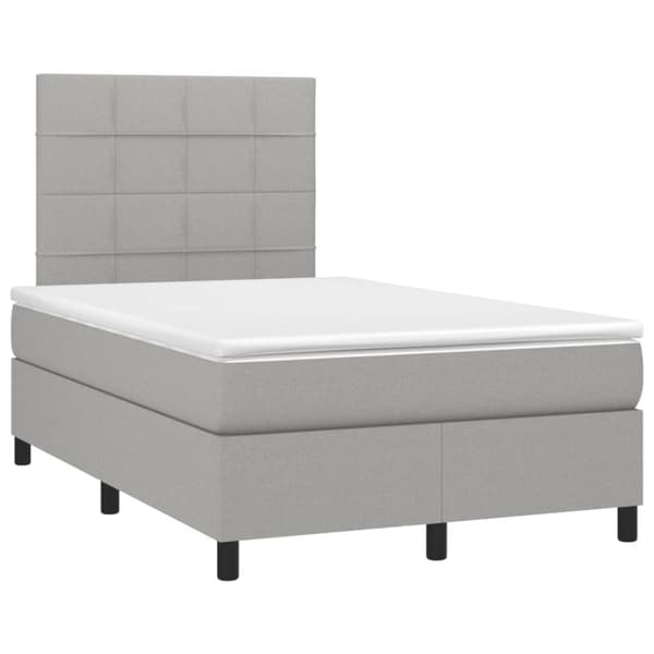 Ramsäng med madrass & LED ljusgrå 120x190 cm tyg