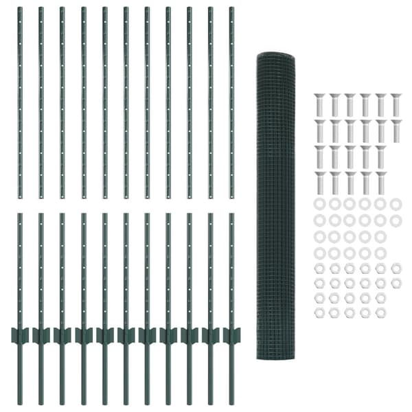 Stängsel med stolpe Grön 1,2 x 25 m Stål och PVC