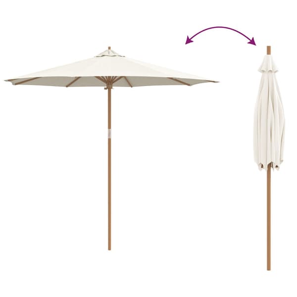 Trädgårdsparasol Krämvit Ø 270 x 260 cm Bambu