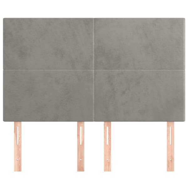 Sänggavel ljusgrå 144x5x118/128 cm sammet