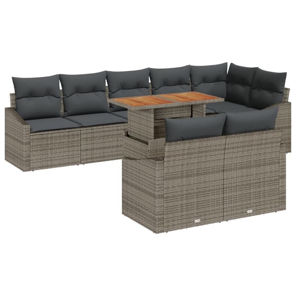 Trädgårdsoffset med lagring 9 pcs Grå Poly rattan