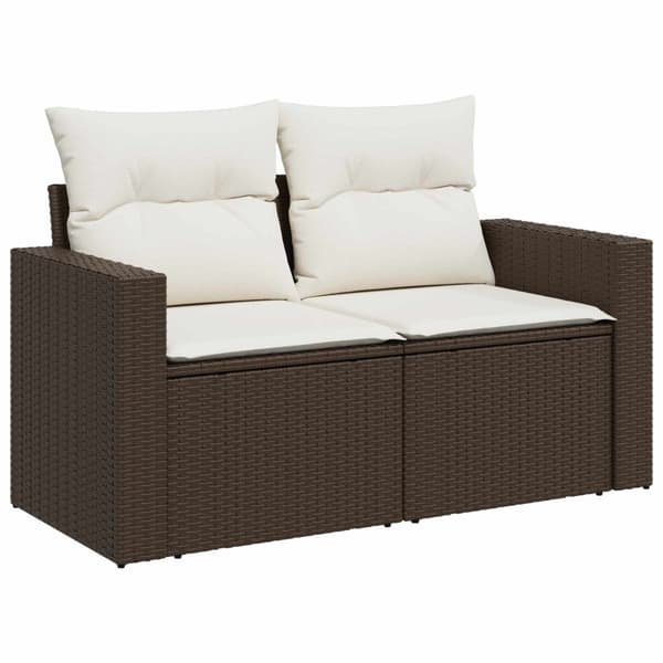 Soffset 5 st Brun och krämvit Poly Rattan och stål