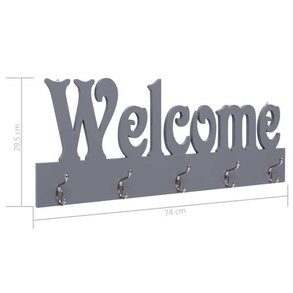 Väggkrokar WELCOME grå 74x29,5 cm