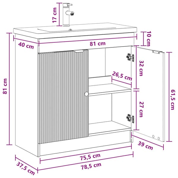 Badrumsmöbelset Vit högglans 78,5 x 37,5 x 81 cm