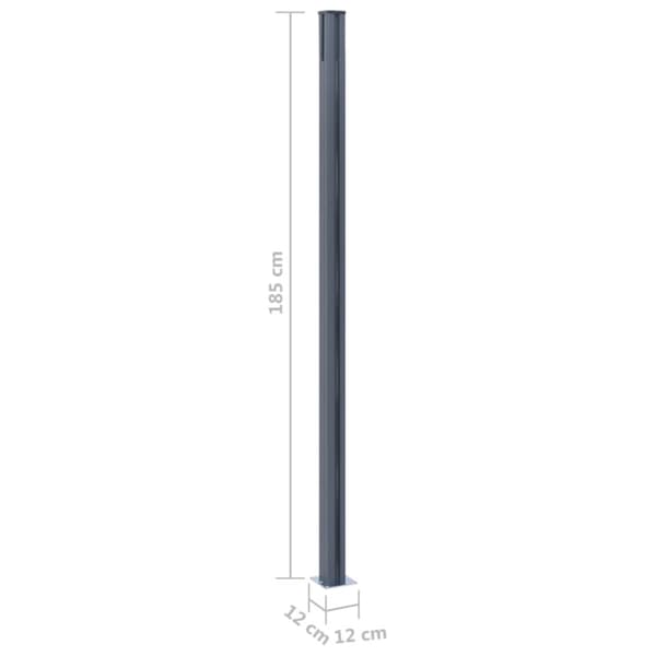 Staketstolpar 3 st mörkgrå 185 cm aluminium