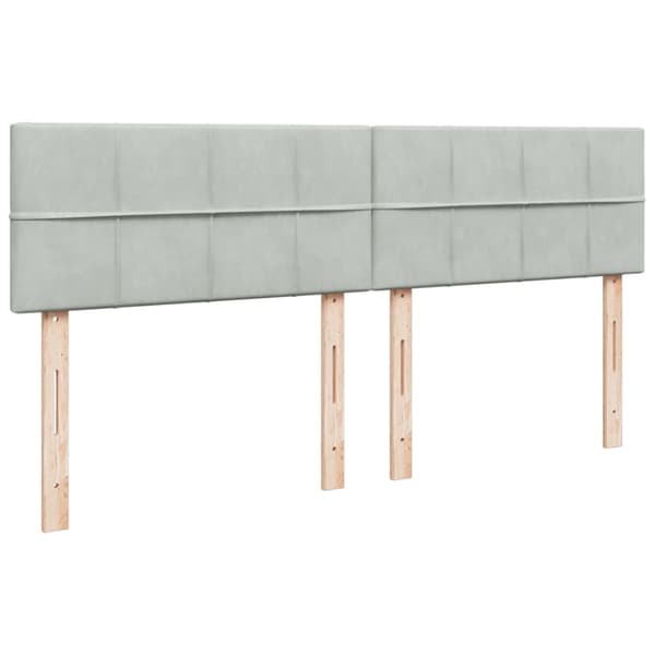 Ramsäng med madrass ljusgrå 180x200 cm sammet