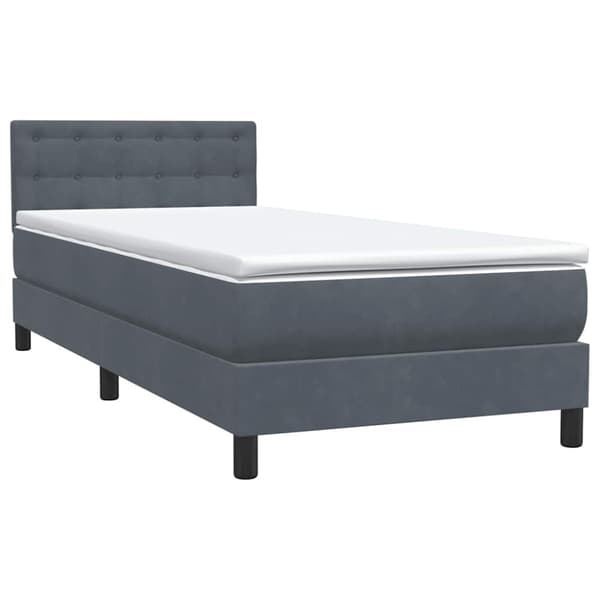 Ramsäng med madrass mörkgrå 80x210 cm sammet