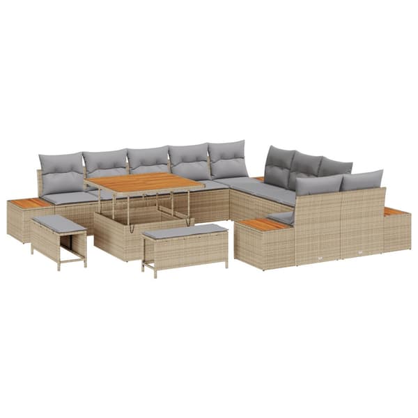 Trädgårdsoffset 13 pcs Beige konstrotting